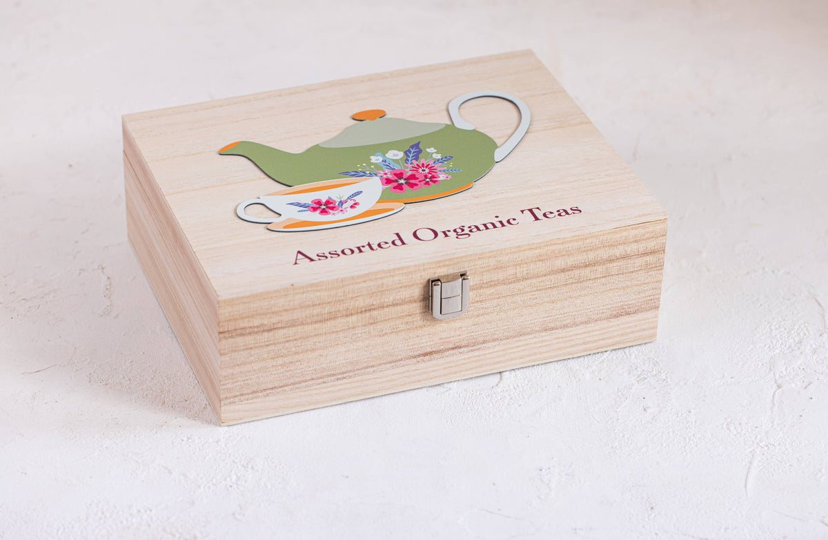 Organic Tea Gift Set - 60 Ceylon Tea Bags in Wooden Chest