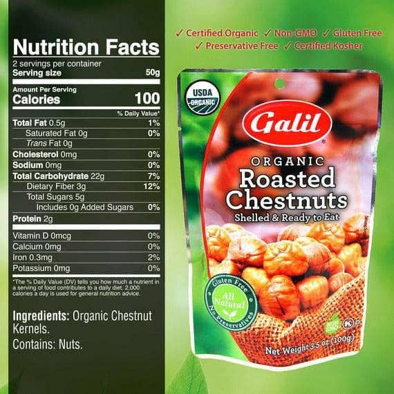 Organic Roasted Chestnuts | Shelled & Ready to Eat | 3.5 oz