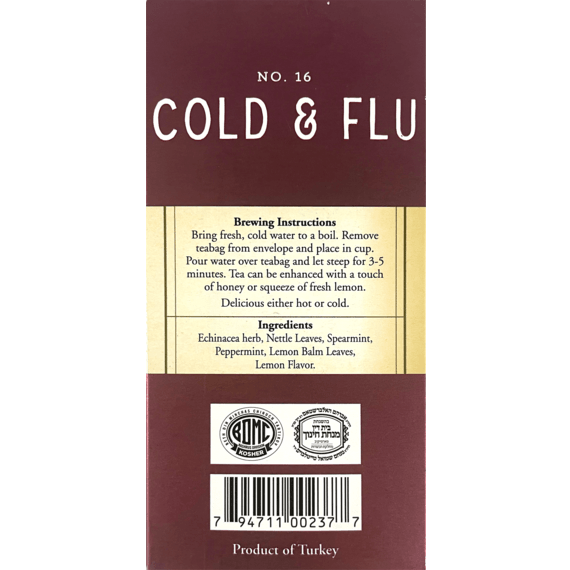 Cold and Flu Herbal Tea |16' Tea Bags | 0.84 oz | Galil