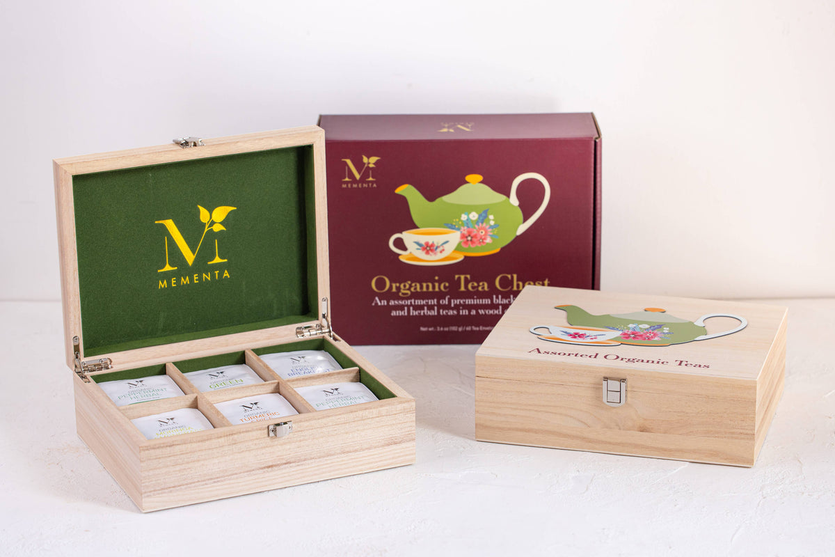 Organic Tea Gift Set - 60 Ceylon Tea Bags in Wooden Chest