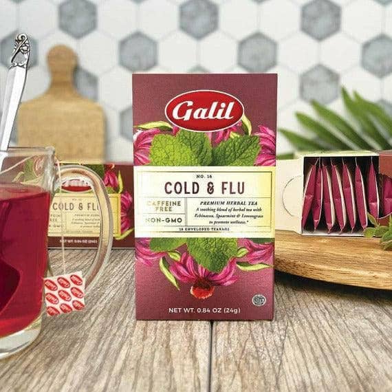 Cold and Flu Herbal Tea |16' Tea Bags | 0.84 oz | Galil